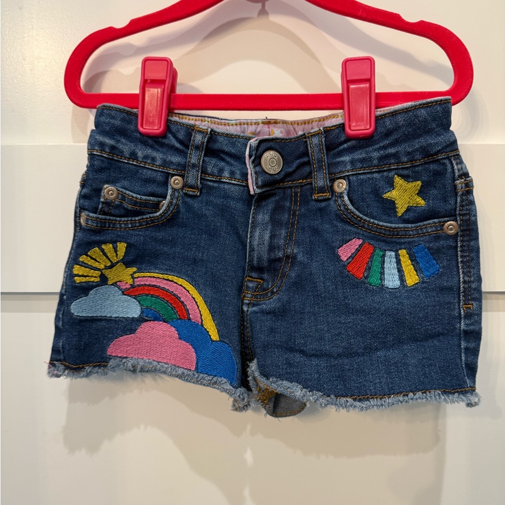 Mini Boden Denim Shorts with Rainbow Embroidery size 5 NWOT 🌈🌈🌈
